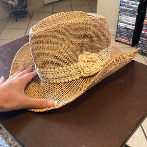 Straw cowboy hat with rosette
